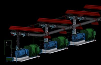 煤矿矿井井下电机水泵3D模型