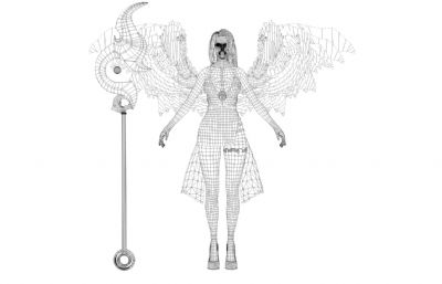 天使小女孩,美女天使模型,有骨骼(网盘下载)
