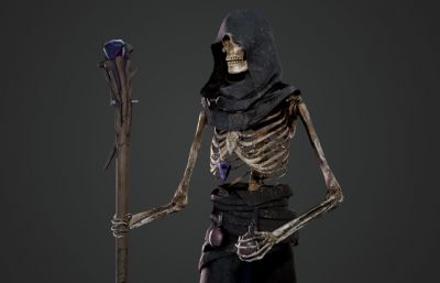 魔法骷髅兵模型,FBX,uproject模型,有骨骼(网盘下载)