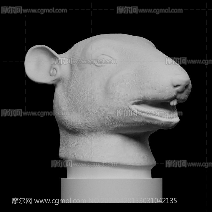 精细鼠头兽首模型,可打印