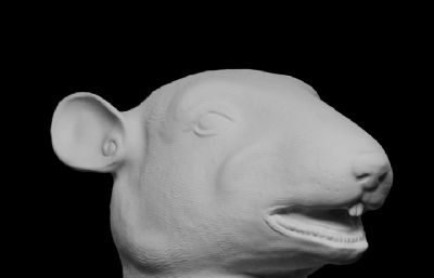 精细鼠头兽首模型,可打印
