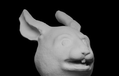 精细兔头兔首3D打印模型