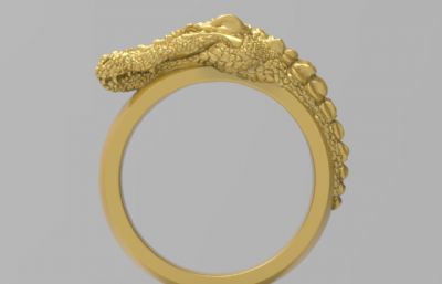 鳄鱼造型金戒指模型源文件