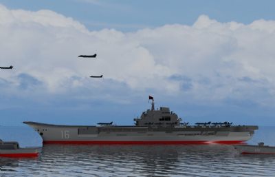 辽宁舰艇航母编队组合场景3D模型
