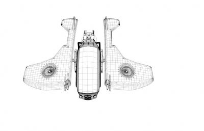 涵道螺旋机翼飞船C4D模型
