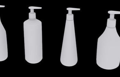 洗发水瓶,沐浴露瓶3D模型白模,OBJ格式
