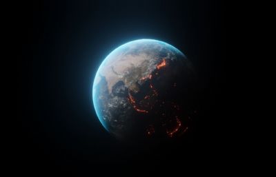 太空中的地球blend模型,6K贴图