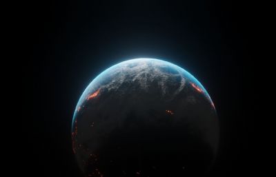 太空中的地球blend模型,6K贴图