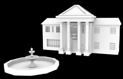 别墅酒店maya模型素模