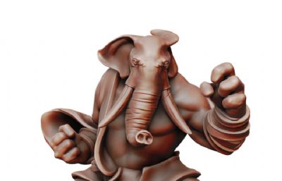 拳击大象,大象拳击手模型,可打印