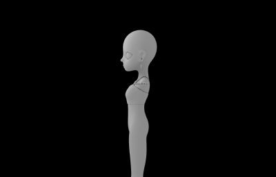 光头女人,动画人物基础maya模型
