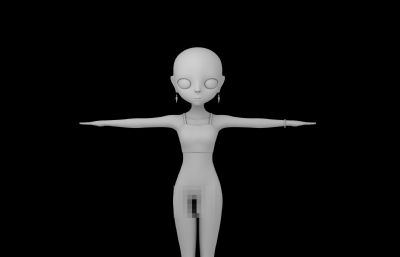 光头女人,动画人物基础maya模型