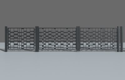 各种铁艺围栏,围墙,外墙组合模型