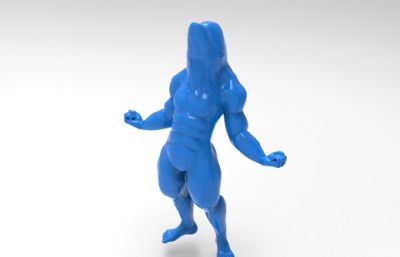 肌肉海豚怪stl模型