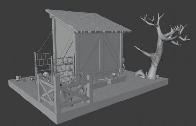 一个农家小木屋blend模型
