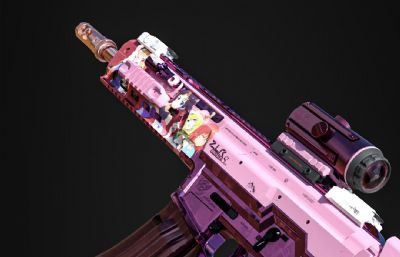 Kilo 141女粉可爱步枪道具blend模型