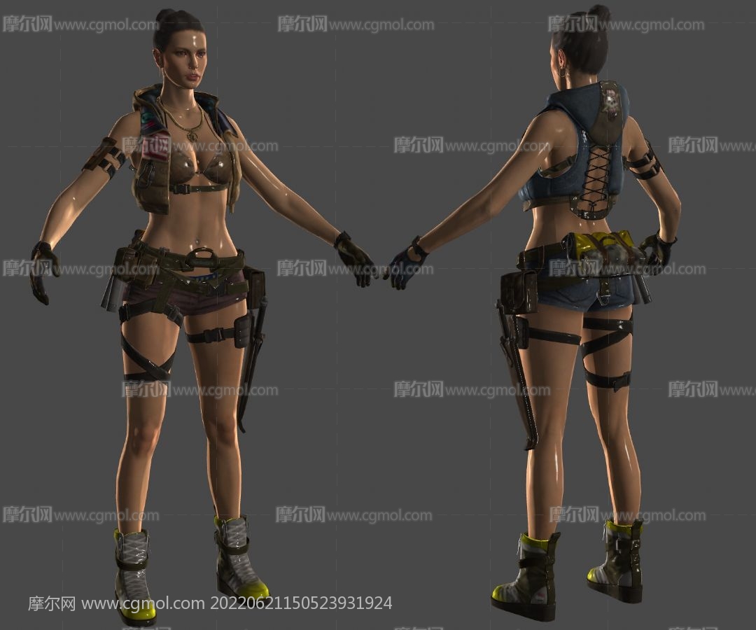 游戏里的性感女枪手3D模型,MAX,FBX格式