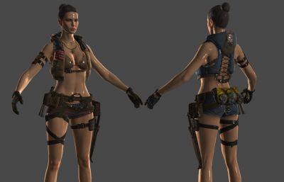 游戏里的性感女枪手3D模型,MAX,FBX格式