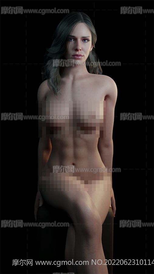 端坐的女孩,美术院人体模特blender模型(网盘下载)