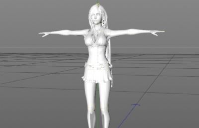 蒂法女孩跳舞C4D模型源文件素模,舞蹈动画