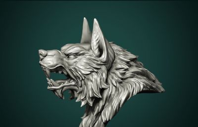 werewolf狼人兽头部雕塑3D打印模型