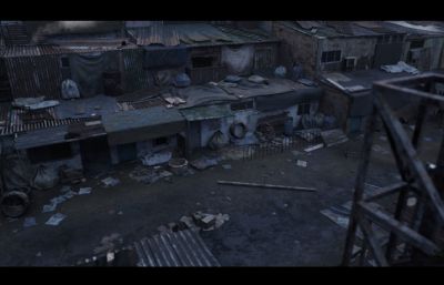 贫民窟,贫民区,穷人区,破旧房子,街道场景(网盘下载)