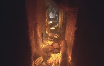 岩浆燃烧的地下城堡,寺庙内部场景(网盘下载)