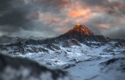 火山 ,山脉,山体,雪山场景【8K】(网盘下载)