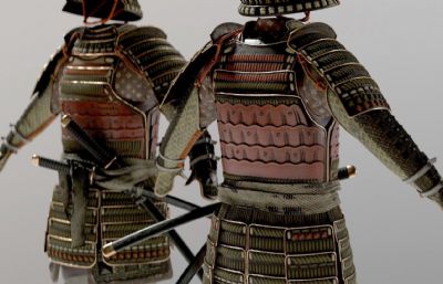 中世纪日本武士盔甲,战甲, 太刀,武士刀blend,fbx,spp,obj等格式(网盘下载)