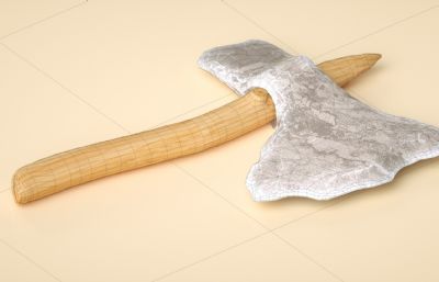 斧子,石斧C4D模型,Octane渲染