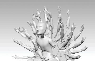 机械佛像,宗教与现代科技结合之美,赛博朋克风格obj格式模型