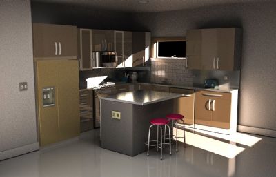 家装室内 厨房maya模型素模