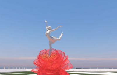花舞,牡丹花上的舞者雕塑设计