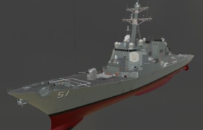 美国海军DDG-51阿利·伯克号军舰blender模型