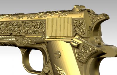 美国古典收藏雕花的M1911手枪