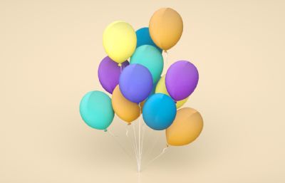 气球,彩色气球组合C4D模型