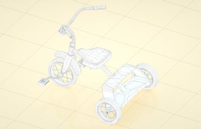 儿童玩具小车,三轮车C4D模型