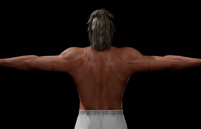 赤裸上身的欧美动漫肌肉男FBX模型