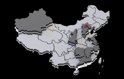 中国地图C4D模型