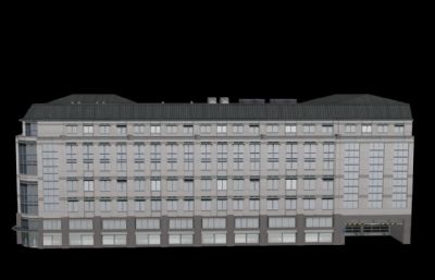 低层政府办公大楼,政务中心大楼3D模型,FBX格式