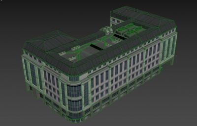 低层政府办公大楼,政务中心大楼3D模型,FBX格式