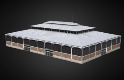 法国特洛伊市场大厅大楼3D模型,FBX格式