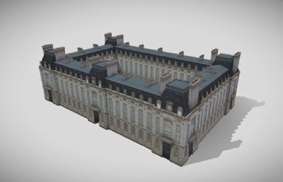 法式酒店会所3D模型,FBX格式