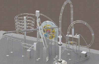 小球的电磁运动乐园,儿童教学科学互动装置,带黄球运动轨迹
