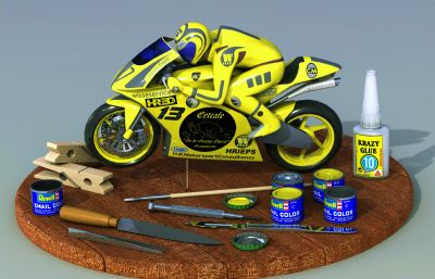 摩托车赛车摆件+制作工具展示模型,Solidworks设计