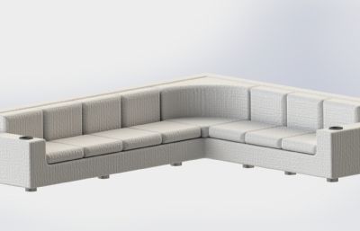 L型沙发3D模型,Solidworks数模图纸
