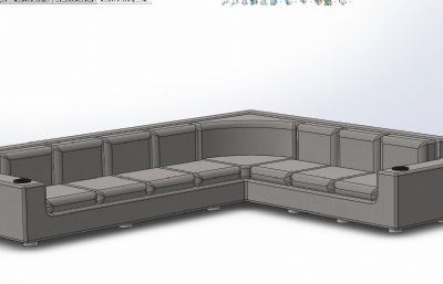 L型沙发3D模型,Solidworks数模图纸