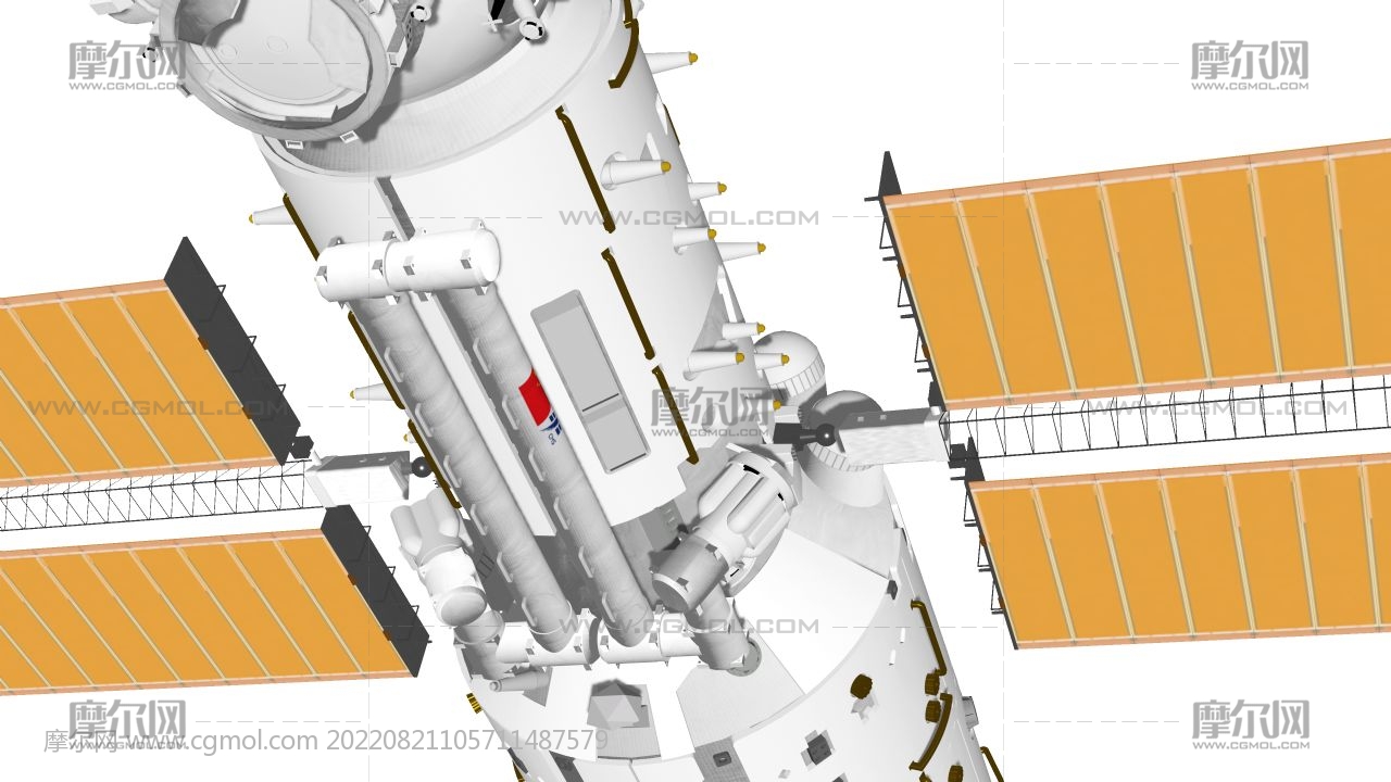 天和号核心舱blender模型,带太阳板展开动画