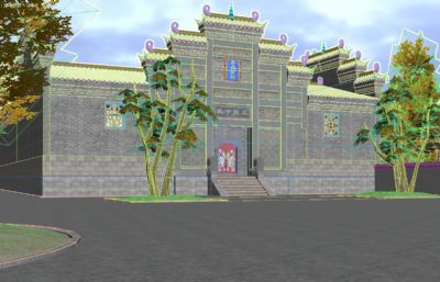习氏宗祠,习家池沙盘场景3D模型