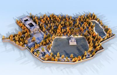 习氏宗祠,习家池沙盘场景3D模型